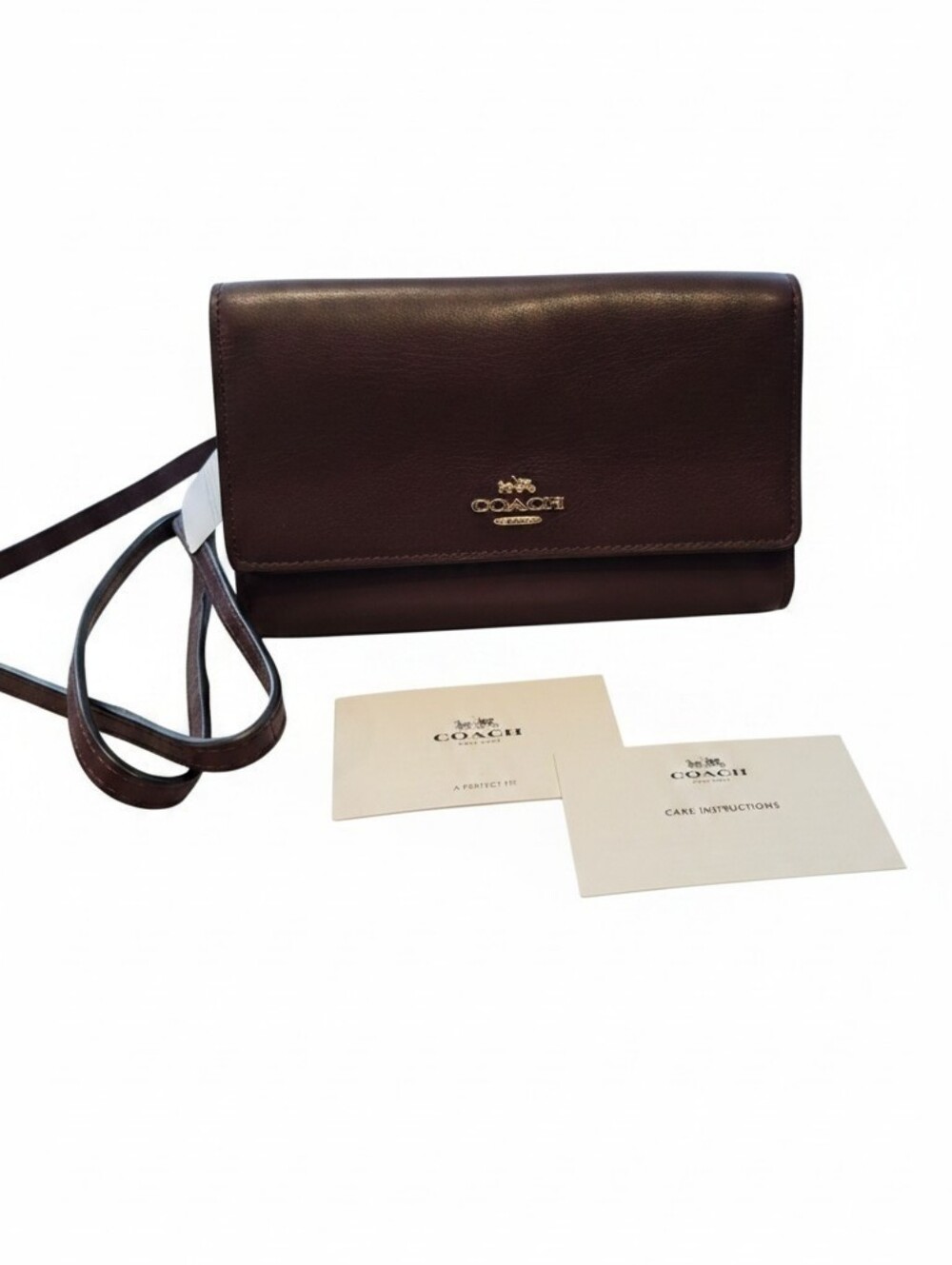 Coach Leather Crossbody Wallet in Deep Burgundy